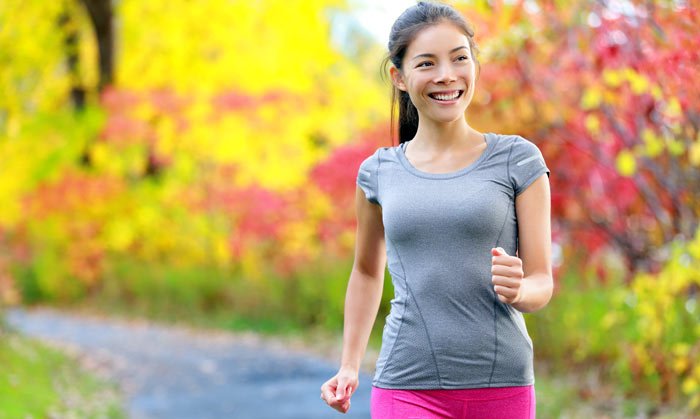 walking smiling